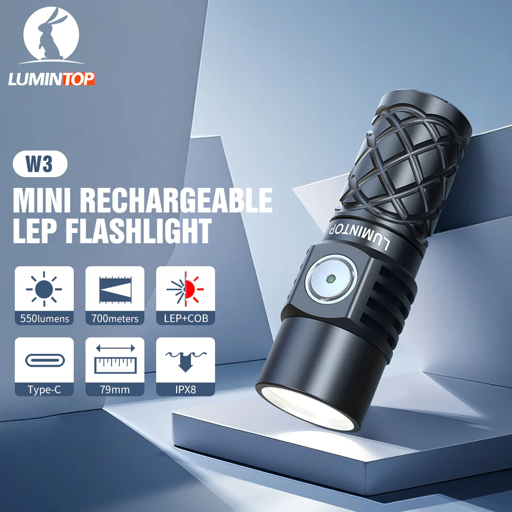 Lumintop W3 Mini LEP Flashlight – 700m White Laser with Flood & Red Light - Image 6